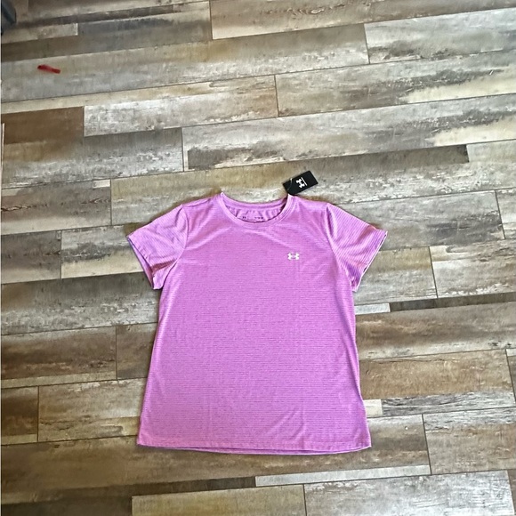 UNDER ARMOUR NEW FITNESS TOP FUSCHIA STRIPE ADULT ADULT XL LOOSE FIT - Picture 1 of 6